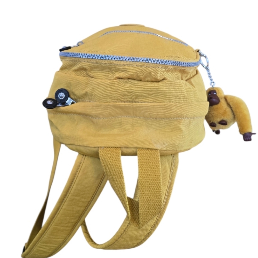 Kipling Mustard Yellow Nylon Backpack with Monkey Charm - Picture 7 of 15